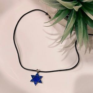 Jewish Star Lapis Lazuli Necklace. Pendant
